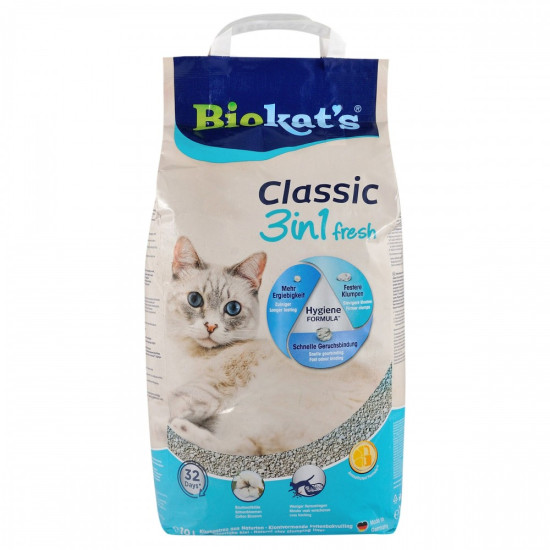 Наповнювач Biokats для котячого туалету Classic Fresh 3in1 Cotton Blossom бентонітовий 10 кг