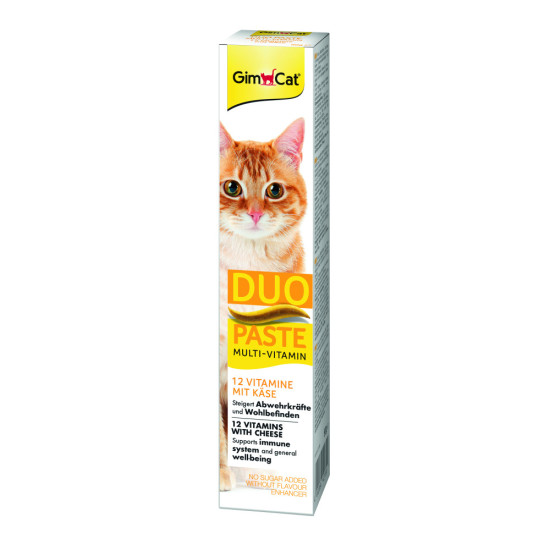 Паста GimCat DUO PASTE Multi-vitamin 12 vitamins with cheese для котів усіх порід 12 вітамінів та сир 50г