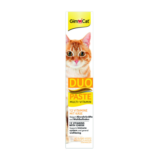 Паста GimCat DUO PASTE Multi-vitamin 12 vitamins with cheese для котів усіх порід 12 вітамінів та сир 50г