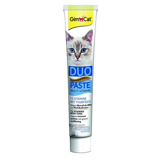 Паста GimCat DUO PASTE Multi-vitamin 12 vitamins with tuna для котів усіх порід 12 вітамінів та тунець 50г