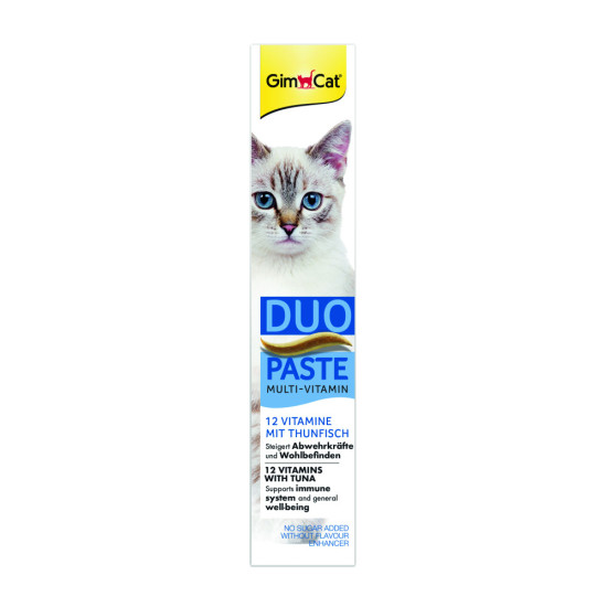 Паста GimCat DUO PASTE Multi-vitamin 12 vitamins with tuna для котів усіх порід 12 вітамінів та тунець 50г