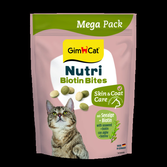 Вітаміни GimCat Nutri Biotin Bites для котів для покращення стану шерсті та шкіри з морськими водоростями 425 г