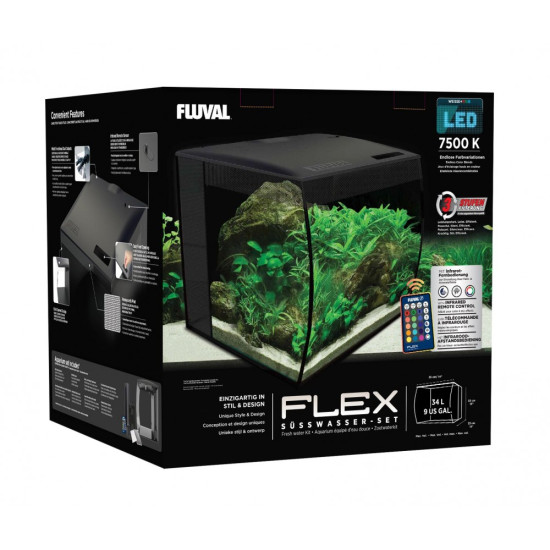 Акваріум Fluval Flex з обладнанням чорний скло пластик 34 л