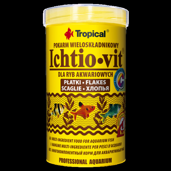 Корм Tropical Ichtio-Vit для всіх акваріумних риб пластівці 100 г/ 500 мл