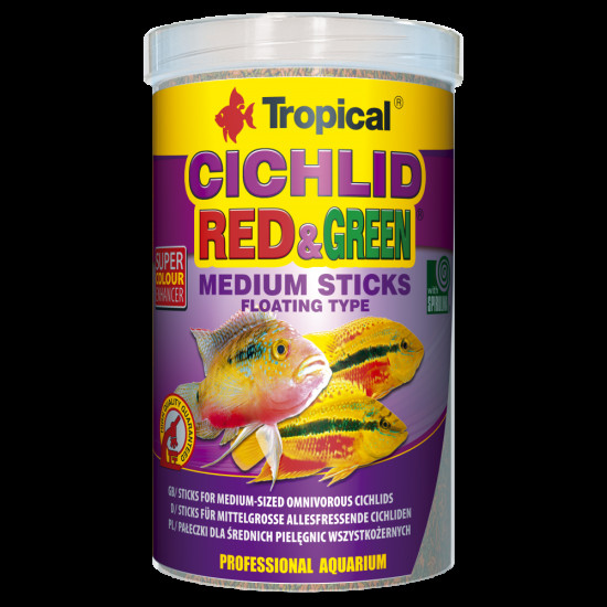 Корм Tropical Cichlid Red Green Medium Sticks для всіх цихлід палички 1 л/ 360 г