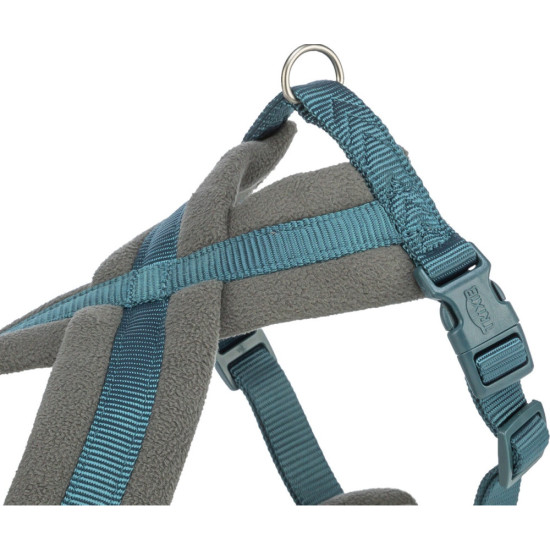Шлея Trixie Premium для собак туристична L–XL 70–110 см 25 мм синьо-зелена