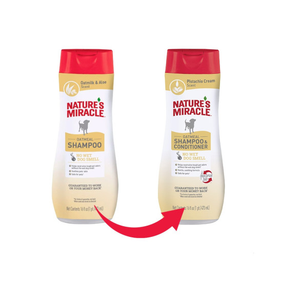 Шампунь-кондиціонер 8in1 Nature’s Miracle для собак з ароматом вівсяного молока та фісташки 473 мл