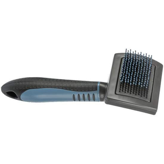 Щітка-пуходерка Trixie для собак м_яка з пластиковою ручкою та захисними кульками 7х16 см