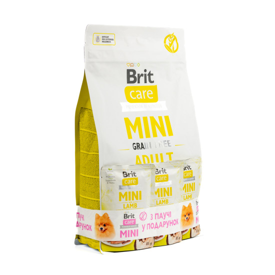 НАБІР Корм сухий Brit Care Mini GF Adult Lamb д/собак малих порід ягня 2 кг +3 паучи 85 г