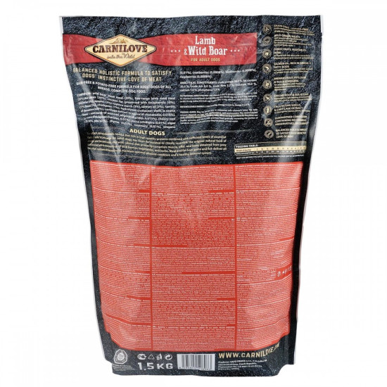 Корм сухий Carnilove Adult Lamb and Wild Boar для дорослих собак усіх порід з ягнятиною та диким кабаном 1,5 кг