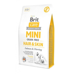 Корм сухий Brit Care Grain Free Mini Hair and Skin для дорослих собак мініатюрних порід для шкіри та шерсті з лососем та осе