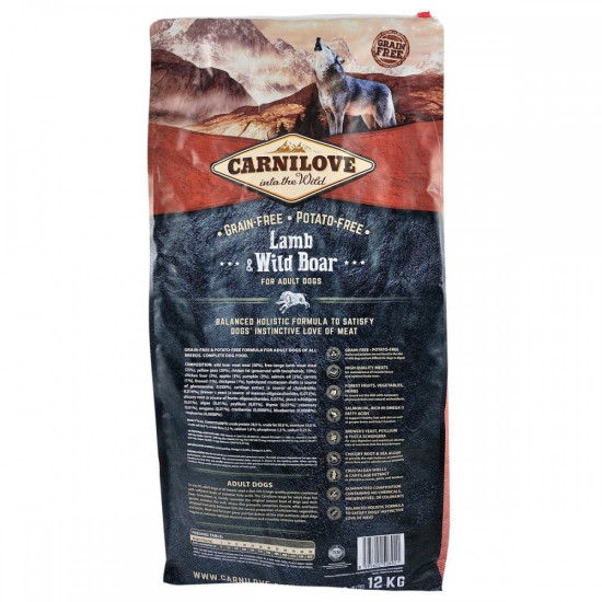 Корм сухий Carnilove Adult Lamb and Wild Boar для дорослих собак усіх порід з ягнятиною та диким кабаном 12 кг