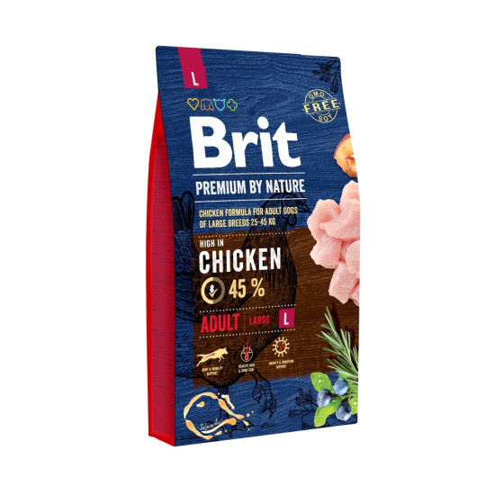 Корм сухий Brit Premium Dog Adult L для дорослих собак великих порід вагою 25-45 кг з куркою 8 кг