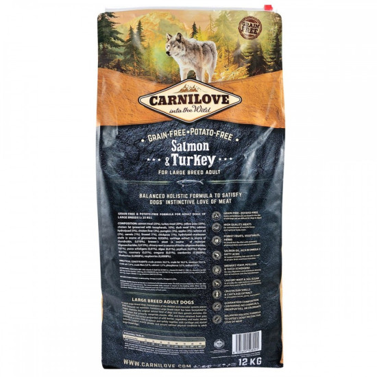 Корм сухий Carnilove Adult Large Breed Salmon and Turkey для дорослих собак великих порід вагою від 25 кг з лососем та індич