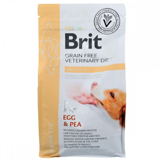 Корм сухий Brit Grain Free VetDiet Dog Hepatic для собак з хворобою печінки з яйцем горохом бататом та гречкою 2 кг