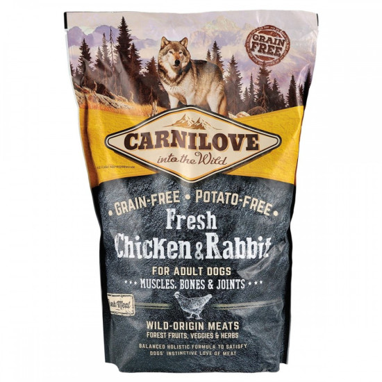 Корм сухий Carnilove Fresh Chicken and Rabbit for Adult dogs для дорослих собак усіх порід з куркою та кроликом 1,5 кг