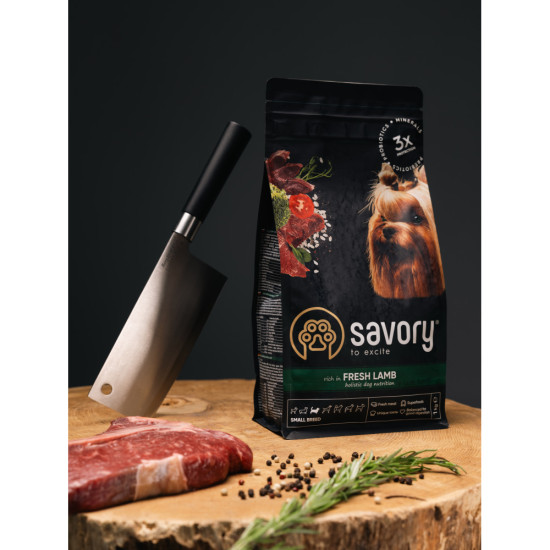 Корм сухий Savory Small Breeds rich in Fresh Lamb для дорослих вибагливих собак малих порід до 10 кг зі свіжим ягням 1 кг