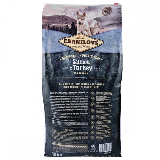 Корм сухий Carnilove Puppy Salmon and Turkey для цуценят усіх порід з лососем та індичкою 12 кг