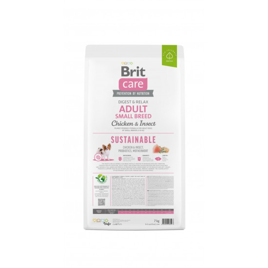 Корм сухий Brit Care Dog Sustainable Adult Small Breed для собак малих порід з куркою та комахами 7 кг