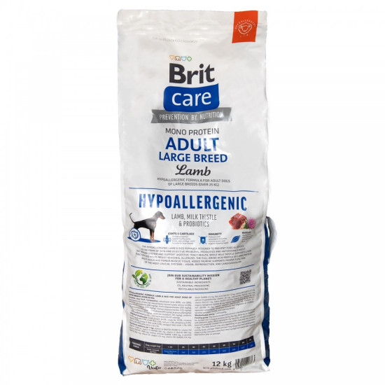Корм сухий Brit Care Dog Hypoallergenic Adult Large Breed для собак великих порід гіпоалергенний з ягням 12 кг