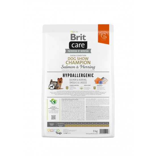 Корм сухий Brit Care Dog Hypoallergenic Dog Show Champion для виставкових собак з лососем і оселедцем 3 кг