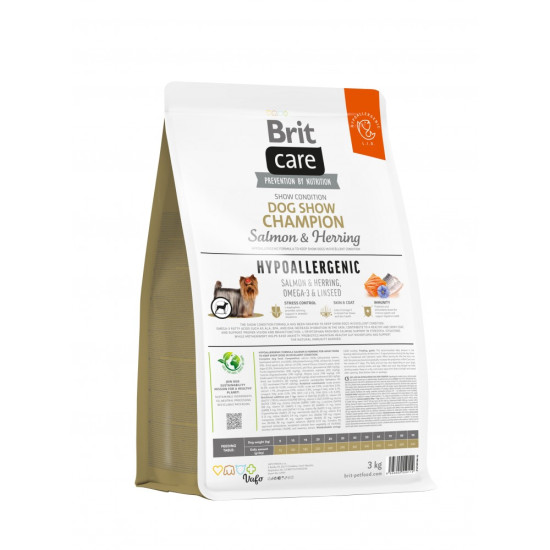 Корм сухий Brit Care Dog Hypoallergenic Dog Show Champion для виставкових собак з лососем і оселедцем 3 кг