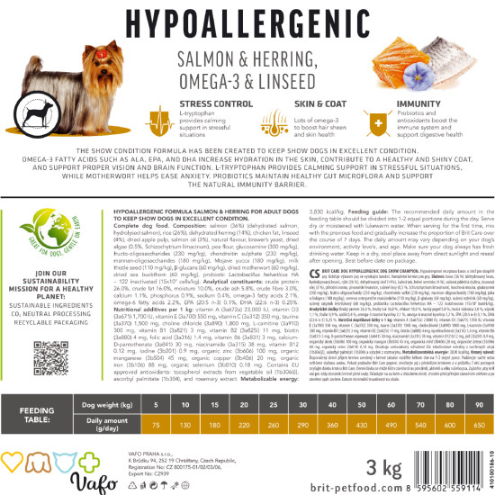 Корм сухий Brit Care Dog Hypoallergenic Dog Show Champion для виставкових собак з лососем і оселедцем 3 кг