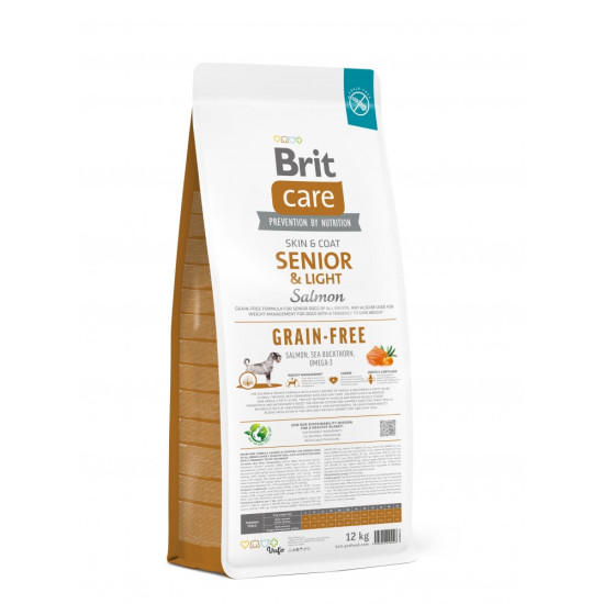 Корм сухий Brit Care Dog Grain-free Senior and Light для старіючих собак беззерновий з лососем 12 кг