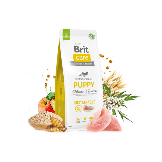 Корм сухий Brit Care Dog Sustainable Puppy для цуценят з куркою та комахами 3 кг