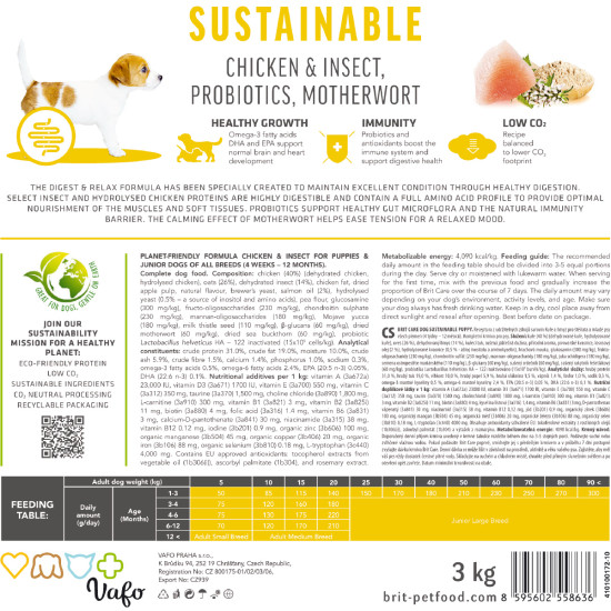 Корм сухий Brit Care Dog Sustainable Puppy для цуценят з куркою та комахами 3 кг