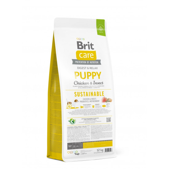 Корм сухий Brit Care Dog Sustainable Puppy для цуценят з куркою та комахами 12 кг