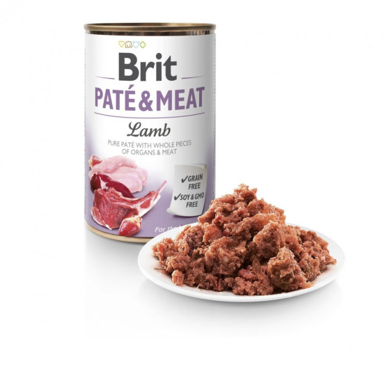 Корм вологий Brit Care Pate and Meat для дорослих собак з ягням 400 г