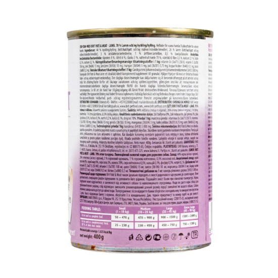 Корм вологий Brit Care Pate and Meat для дорослих собак з ягням 400 г