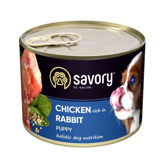 Корм вологий Savory Dog All breeds Puppy Chicken rich in Rabbit паштет для цуценят усіх порід з кроликом 200 г