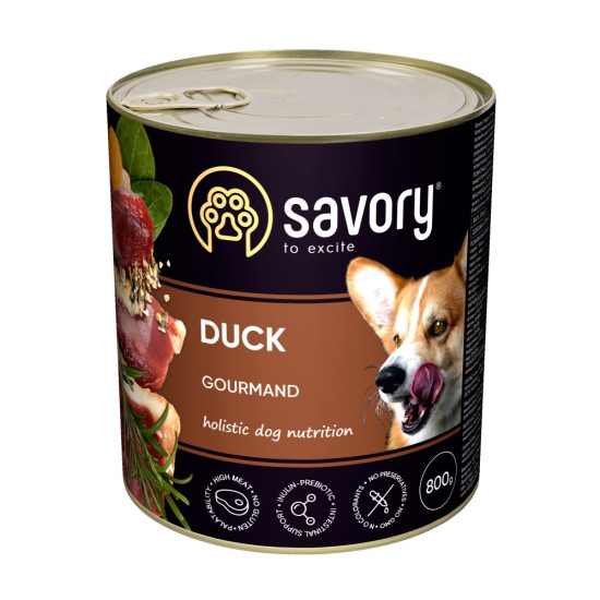 Корм вологий Savory Dog Gourmand Duck паштет для дорослих собак усіх порід з качкою 800 г