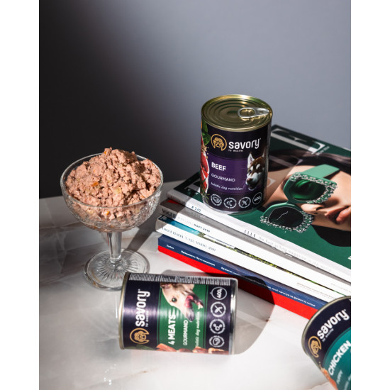 Корм вологий Savory Dog Gourmand 4 meats паштет для дорослих собак усіх порід з чотирма видами м’яса 400 г