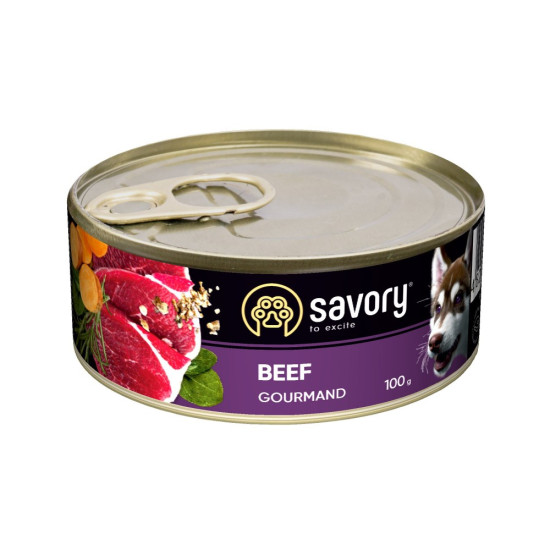 Корм вологий Savory Dog Gourmand Beef паштет для дорослих собак усіх порід з яловичиною 100 г