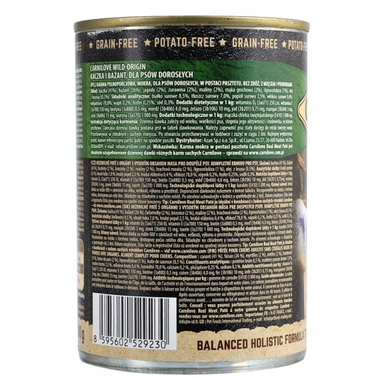 Корм вологий Carnilove Dog k консерви для собак з качкою та фазаном 400 г