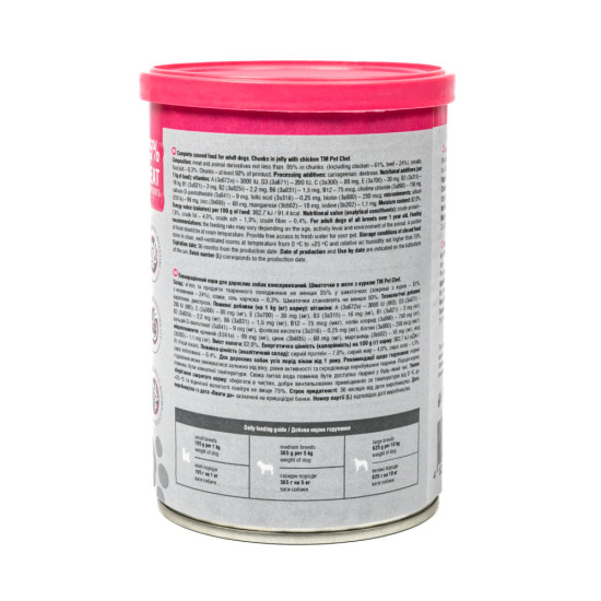 Вологий корм для собак Pet Chef шматочки в желе з куркою 415 г