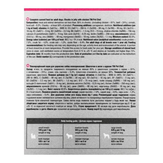 Вологий корм для собак Pet Chef шматочки в желе з куркою 415 г