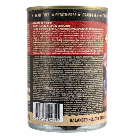 Корм вологий Carnilove Dog k консерви для собак з ягням і кабаном 400 г