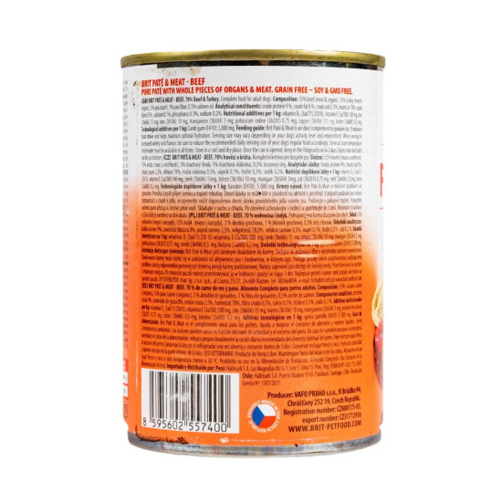 Корм вологий Brit Care Pate and Meat для дорослих собак з яловичиною та індичкою 400 г