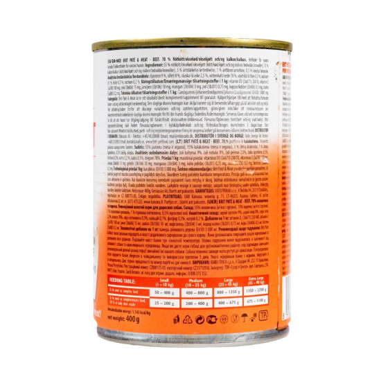 Корм вологий Brit Care Pate and Meat для дорослих собак з яловичиною та індичкою 400 г