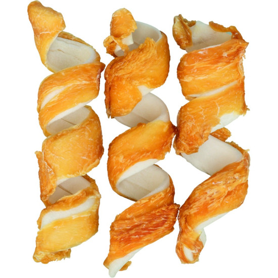 Ласощі Trixie Denta Fun Chicken Chewing Curls для собак Палички для чищення зубів сиром ятна шкіра з куркою 15 см 110 г 3 шт