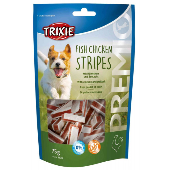 Ласощі Trixie Premio Stripes with Chicken & Pollock для собак палички з куркою та мінтаєм 75 г