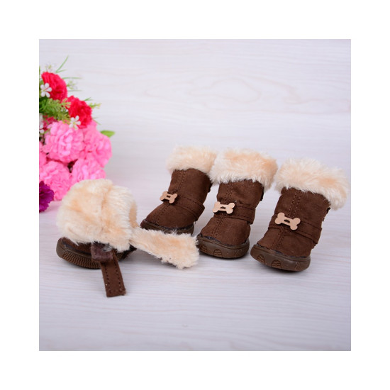 Черевики RUISPET для малих порід собак з утепленням 4шт/упак рожеві 5,3x4,2см 5