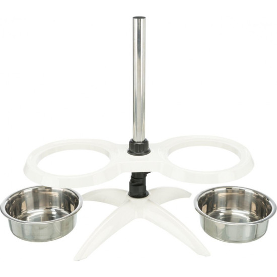 Миски Trixie для собак на регульованій підставці білі меламін/метал 2х2,4 л 25 см