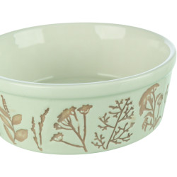 Миска Trixie керамічна з рослинним текстурним принтом для собак 0,7 л діаметр 16 см біло-коричнева