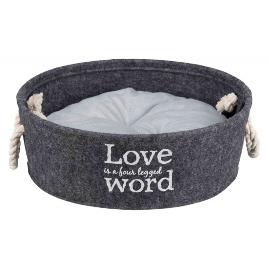 Лежак Trixie для собаки Lian з ручками та наповнювачем із флісу сірий фетр/плюш 37 см