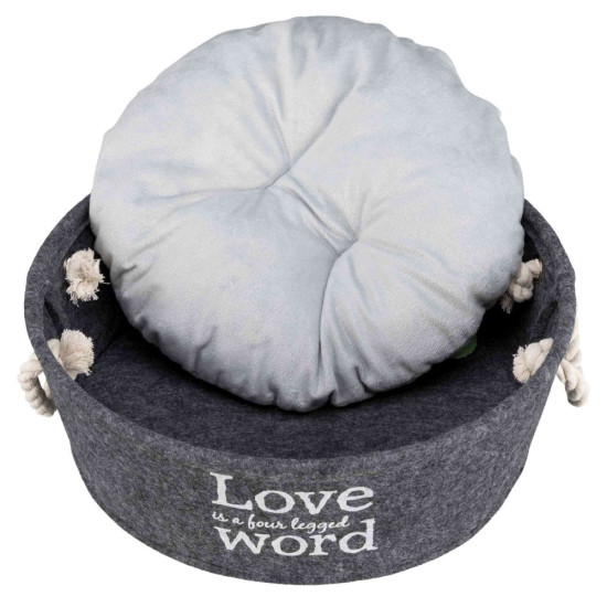 Лежак Trixie для собаки Lian з ручками та наповнювачем із флісу сірий фетр/плюш 37 см